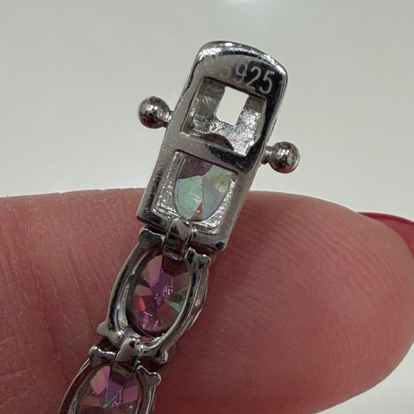 Genuine Mystic Topaz Sterling Silver Tennis Bracelet - Picture 6 of 6